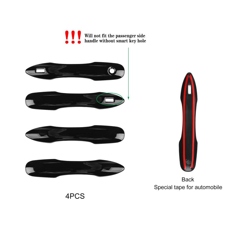 CKE for Toyota Camry 2025 2024 2023-2018 for Toyota Corolla Avalon 2024-2019 Accessories Exterior Door Handle Cover Trims with 2 Smart Entry Holes -Glossy Black - Image 2